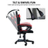 Sarantino Antre Kids Study Gaming Chair Black Red Computer Desk Seat Adjustable Height, Ergonomic Back Support, Padded Armrests