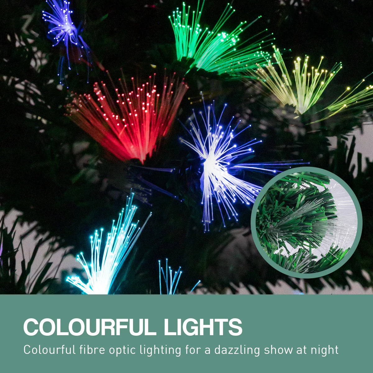 Christabelle 1.2m 4ft Fibre Optic Christmas Tree Pre-Lit Multicolour Star Lights
