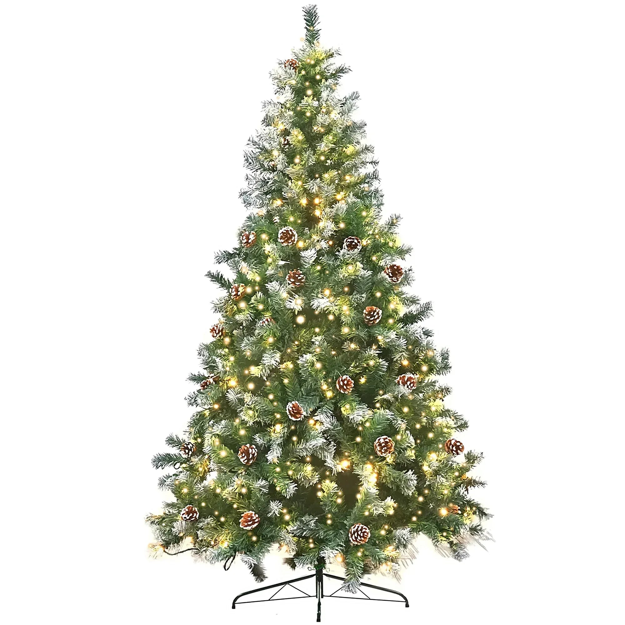 Christabelle 1.5m Pre-Lit LED Artificial Christmas Tree with Snow Tipped Needles Pine Cones Stand