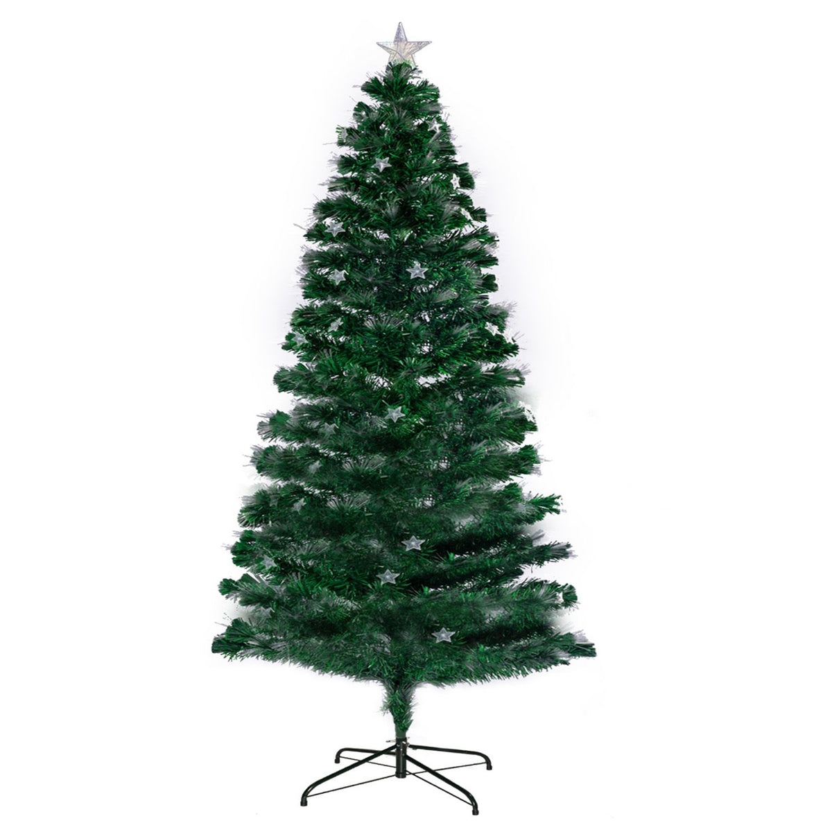 Christabelle 1.5m Pre-Lit Fibre Optic Artificial Christmas Tree with Multicolour Twinkling Star Lights