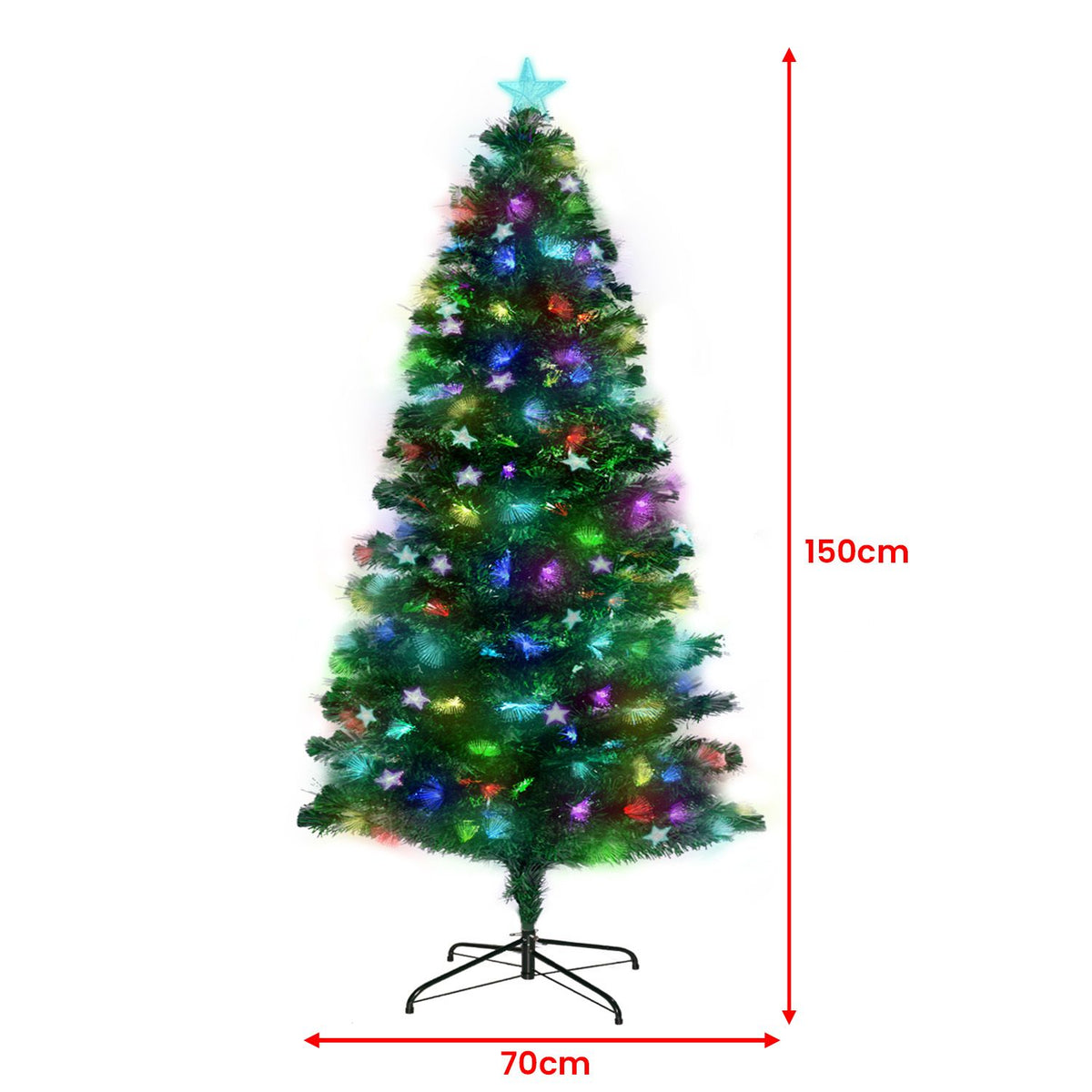Christabelle 1.5m Pre-Lit Fibre Optic Artificial Christmas Tree with Multicolour Twinkling Star Lights
