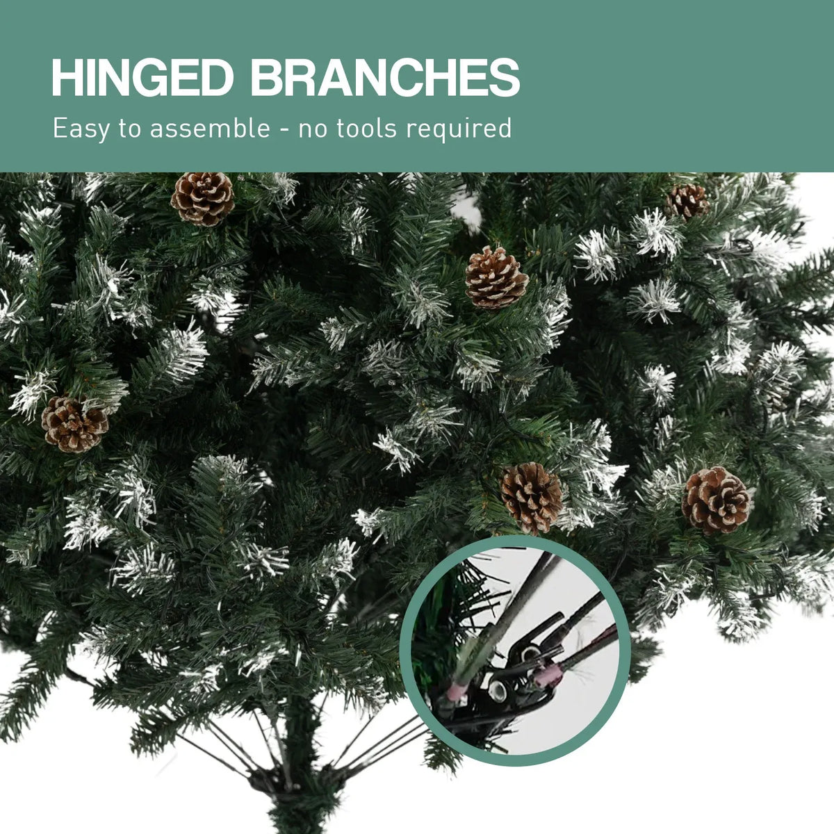 Christabelle 1.8m 6ft Pre-Lit LED Christmas Tree Snow Tipped with Pine Cones