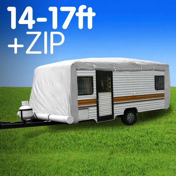 Caravan Cover 14-17ft Waterproof UV Protection Side Zip Campervan 533cm
