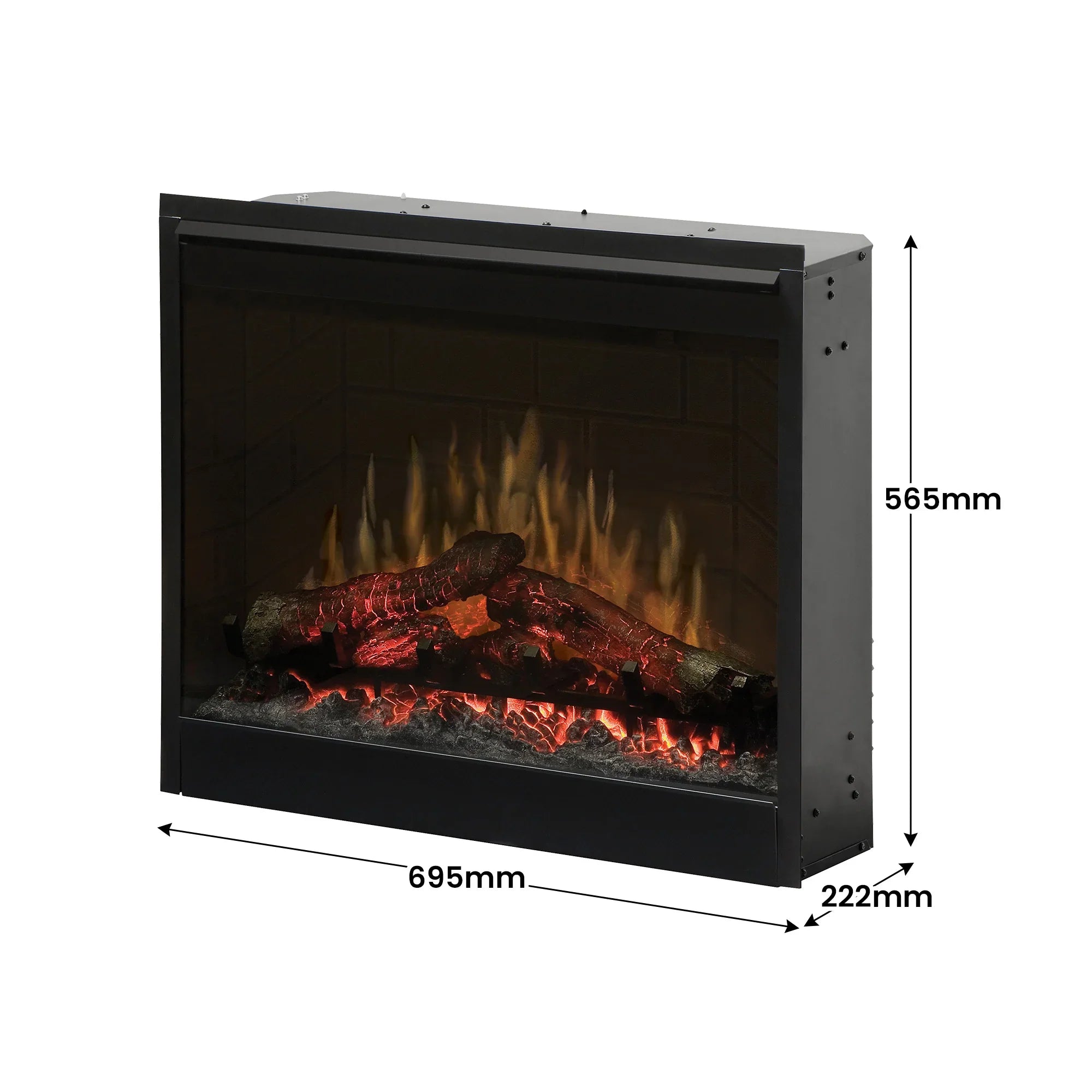 Electric Firebox Heater – 26" Optiflame, Thermostat, Log Display, Cool‑Touch