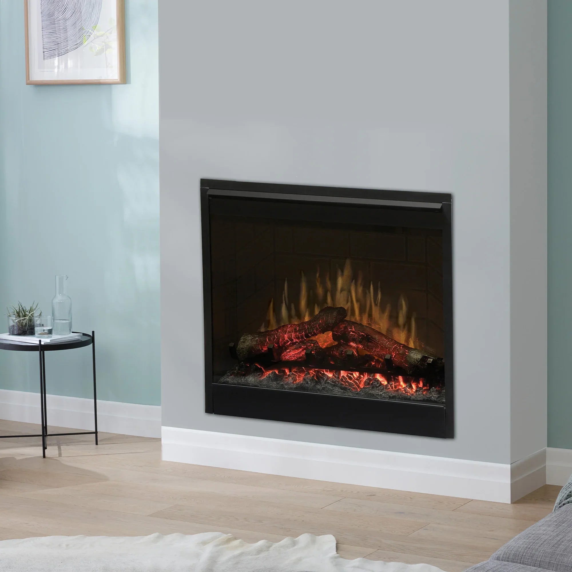 Electric Firebox Heater – 26" Optiflame, Thermostat, Log Display, Cool‑Touch