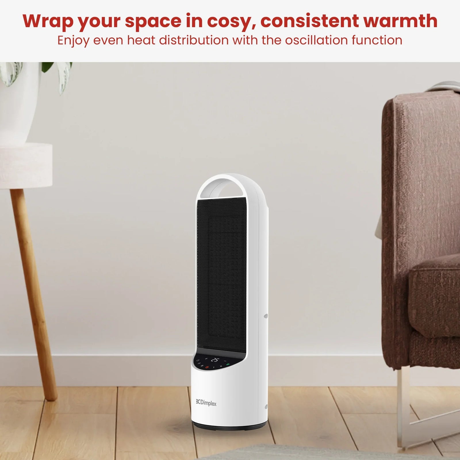Ceramic Heater – 2kW Digital, DC Motor, ECO Mode, Oscillating, Black/White