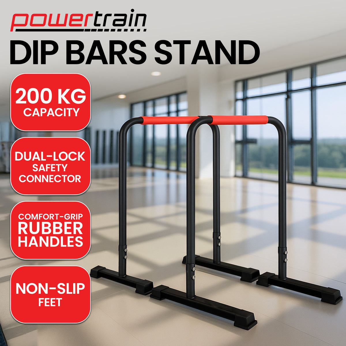 Powertrain Dip Bars Pair Load Capacity 200kg Separated Type Push-up Bars