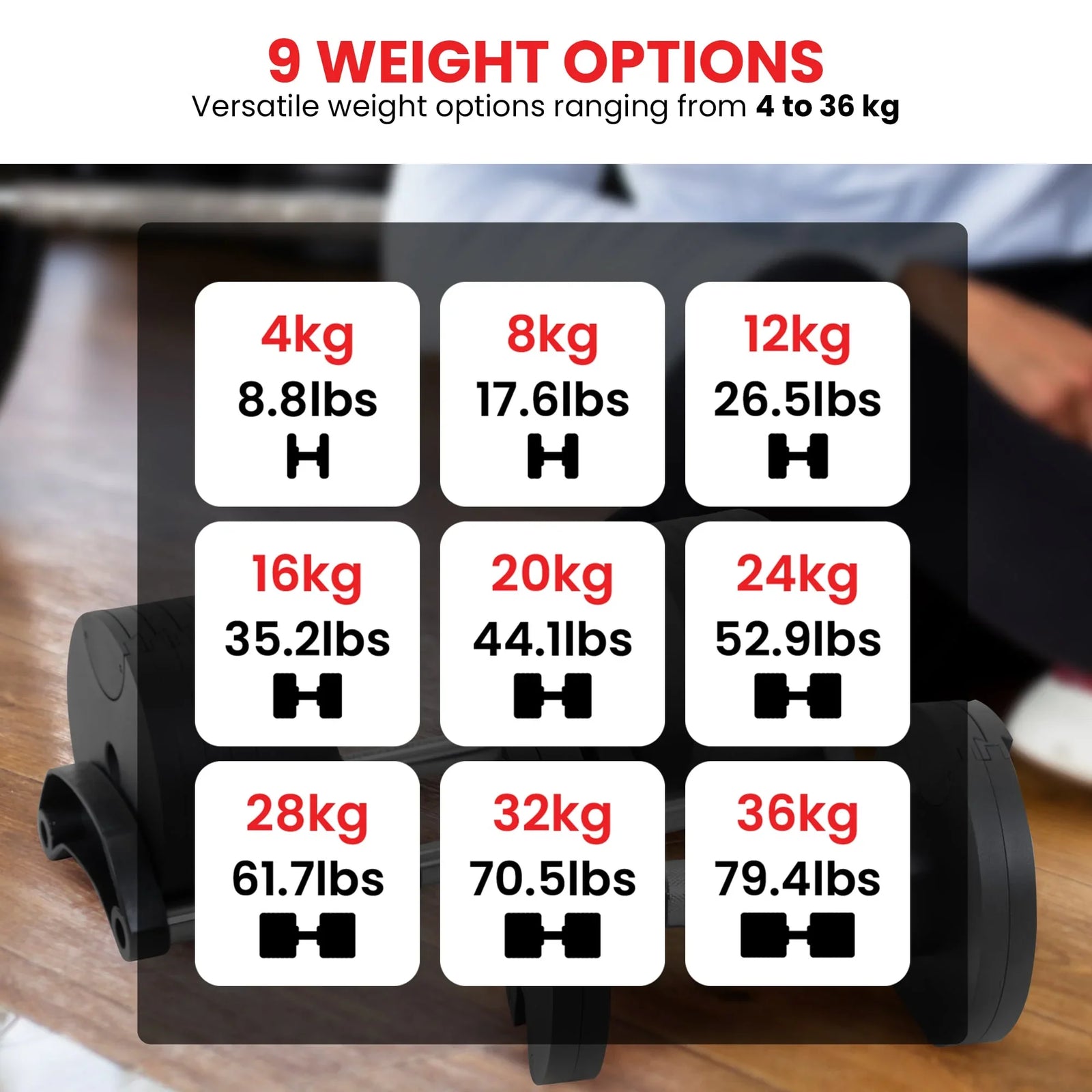 Eon Dial-Up 72KG Adjustable Dumbbells Pair - Green