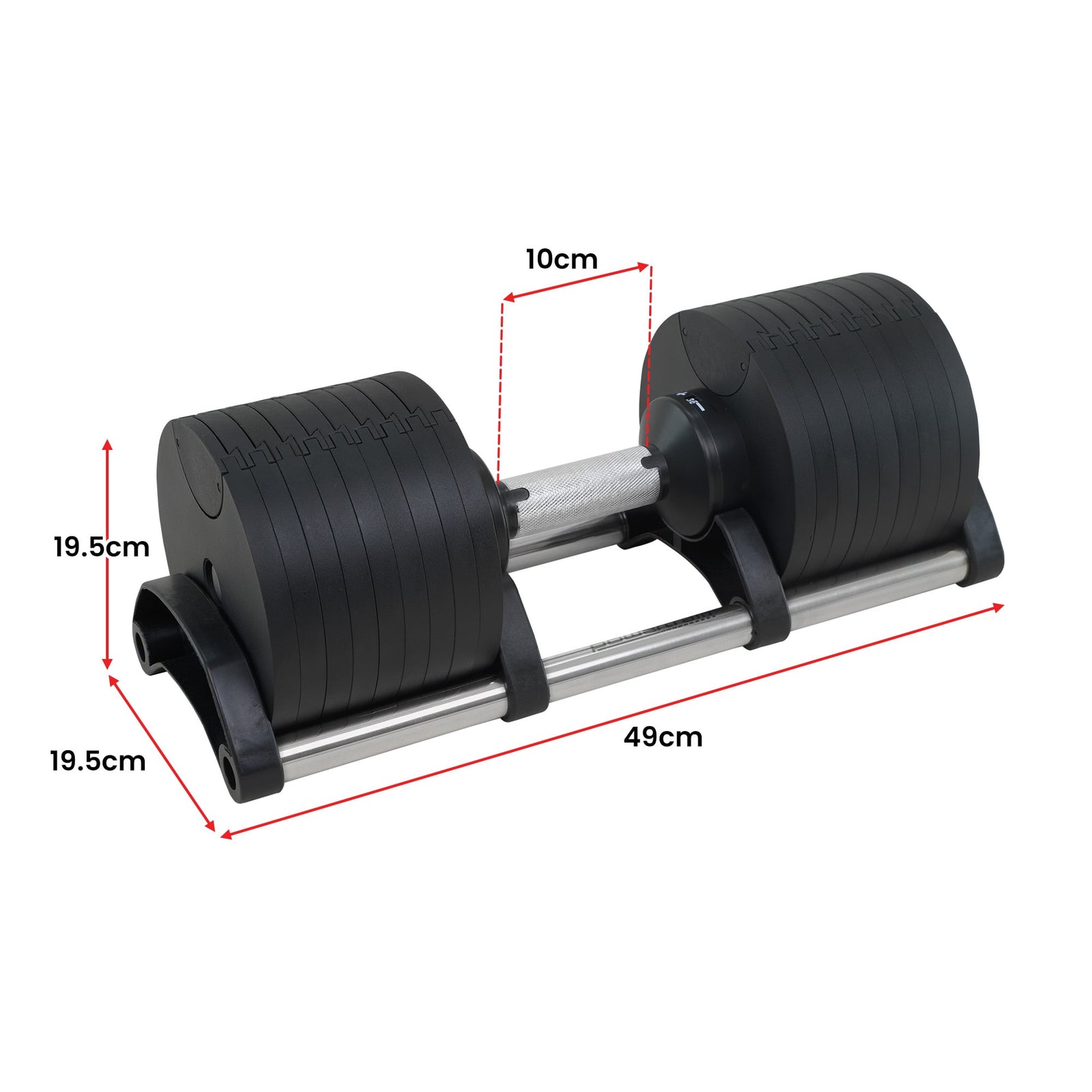 Eon 90kg Adjustable Dumbbells Home Gym 9 Strength Training Safety Lock System Building & Fitness Workouts