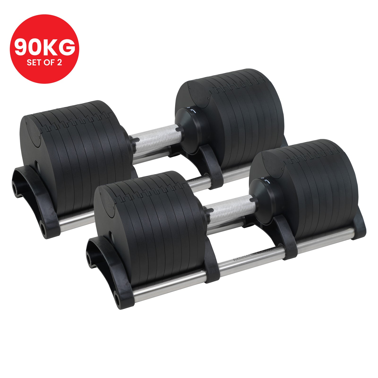 Eon 90kg Adjustable Dumbbells Home Gym 9 Strength Training Safety Lock System Building & Fitness Workouts