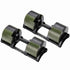 Powertrain Eon 90kg Adjustable Dumbbells Pair (2x 45kg) Quick Dial Strength Training Free Weights for Home Gym, Green