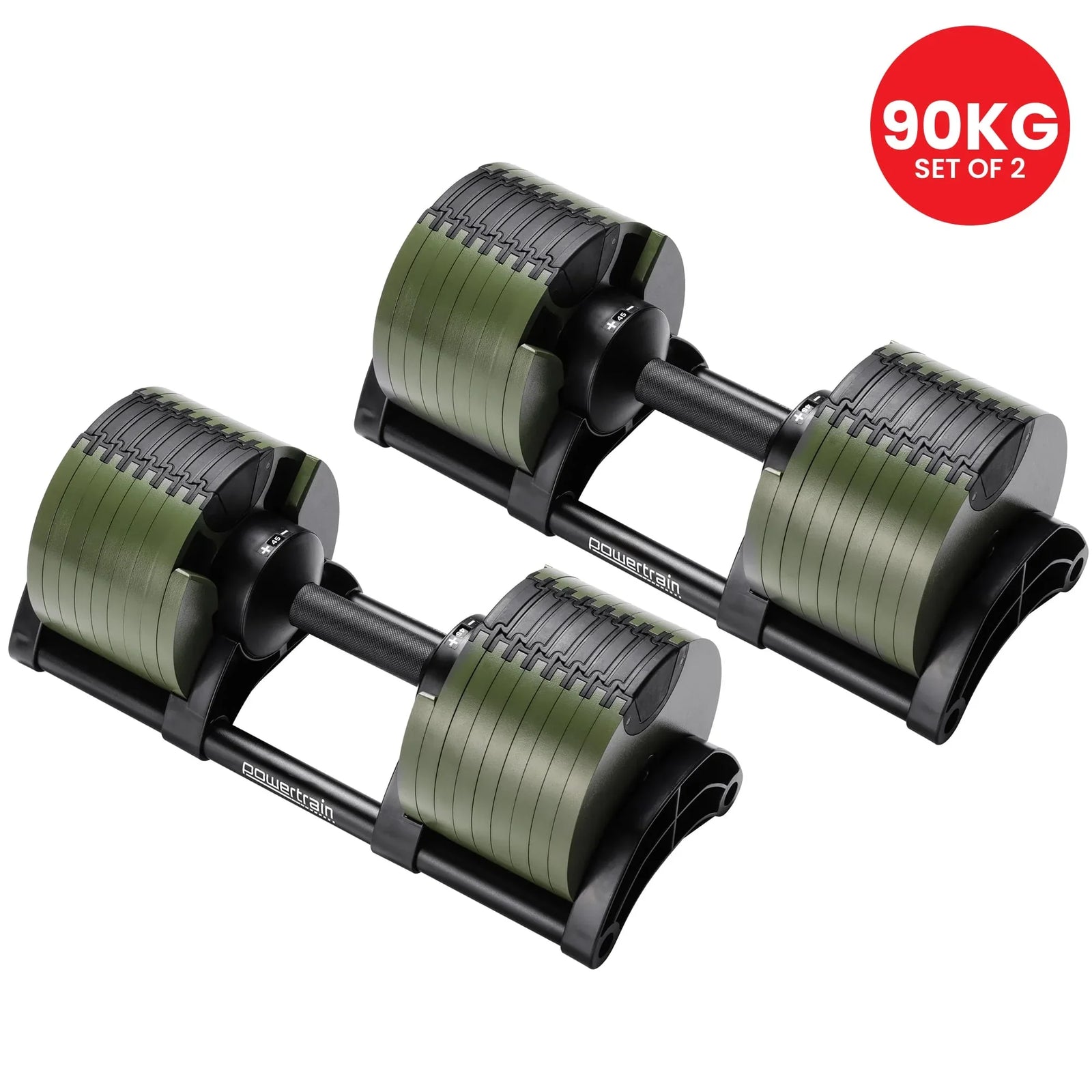 Eon Dial-Up 90KG Adjustable Dumbbells Pair - Green
