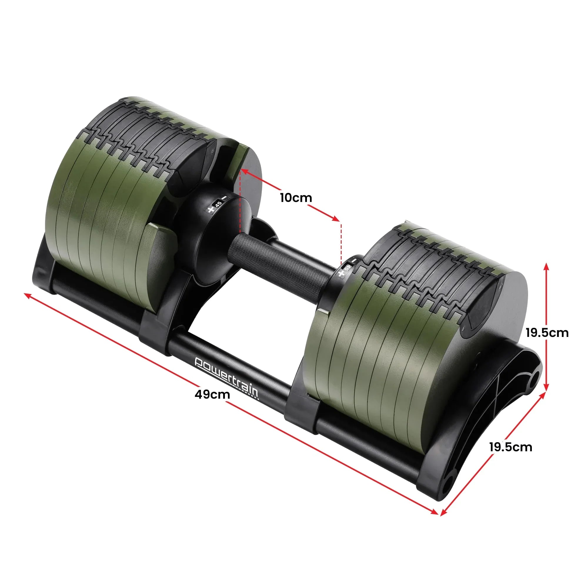Eon Dial-Up 90KG Adjustable Dumbbells Pair with Stand  - Green