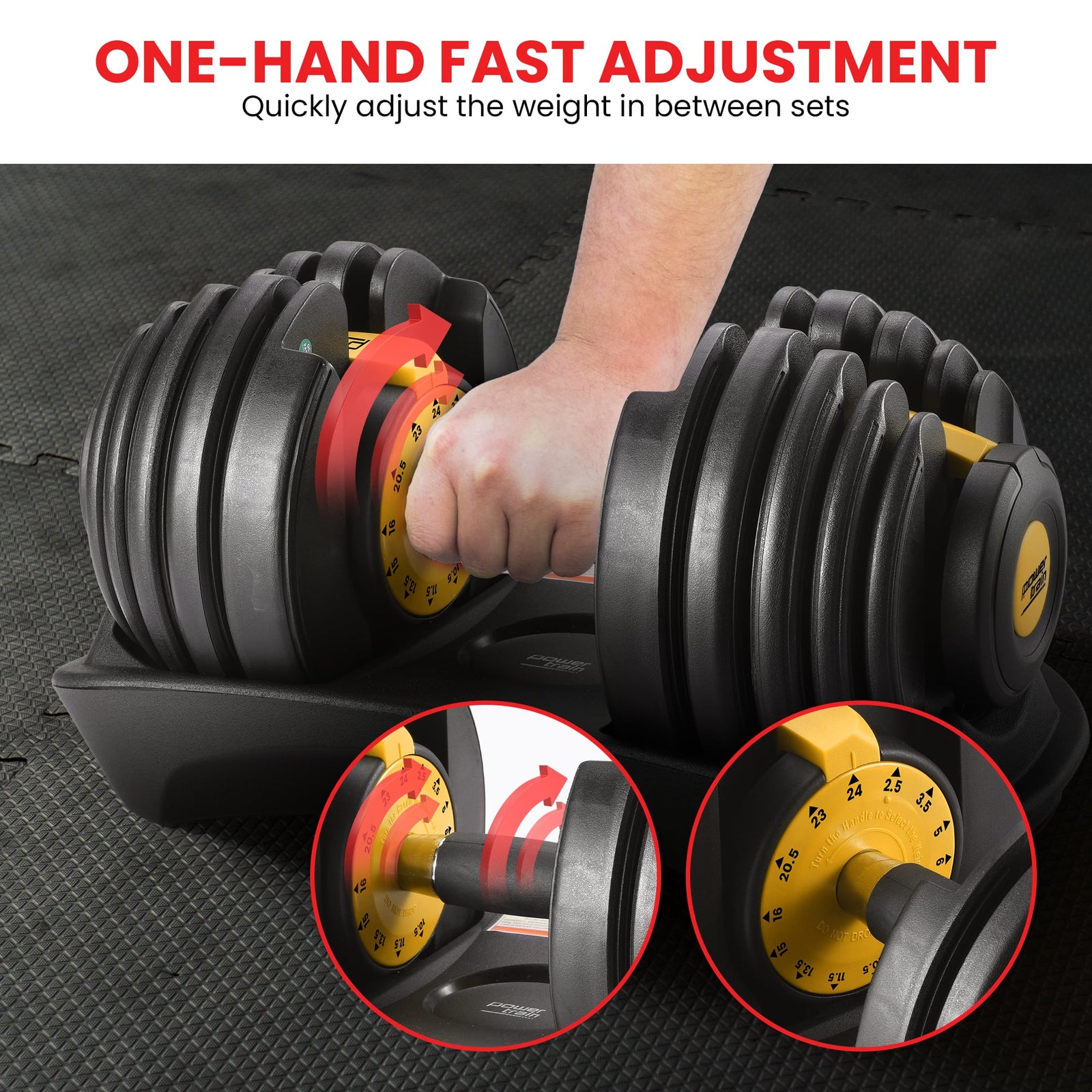 Powertrain 24KG  Adjustable Home Gym Dumbbell - Gold