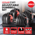 48kg Adjustable Dumbbells 15-in-1 Home Gym Weights – Red