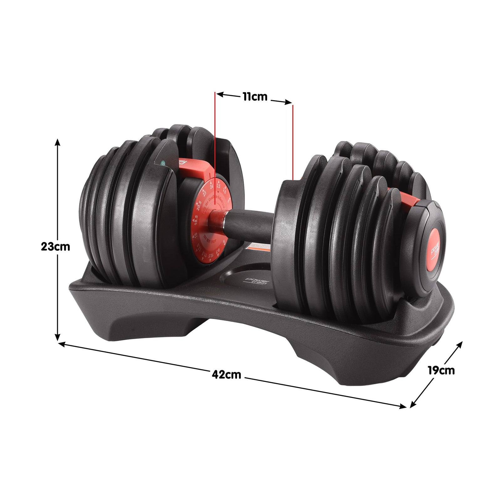 48kg Adjustable Dumbbells 15-in-1 Home Gym Weights – Red