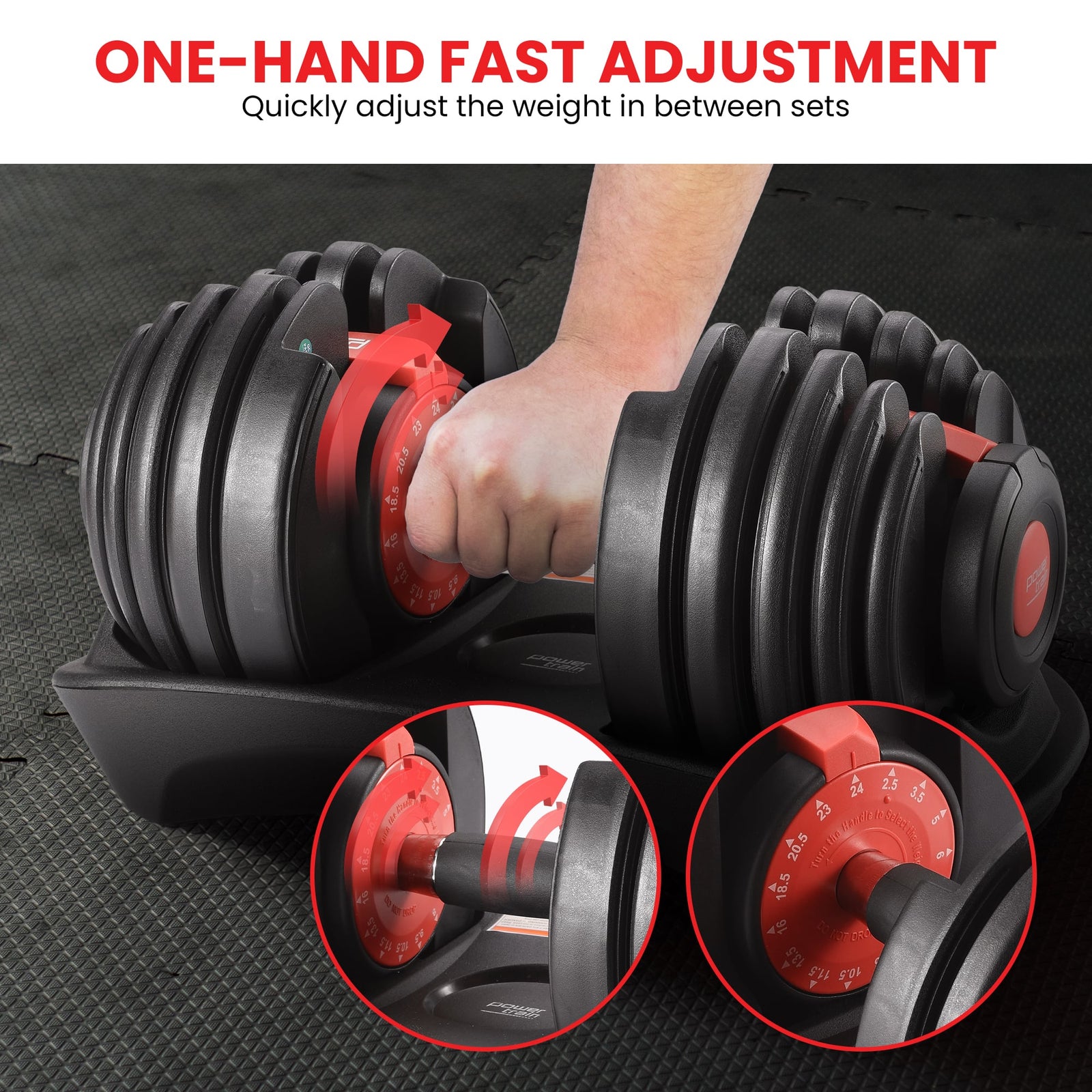 48kg Adjustable Dumbbells 15-in-1 Home Gym Weights – Red