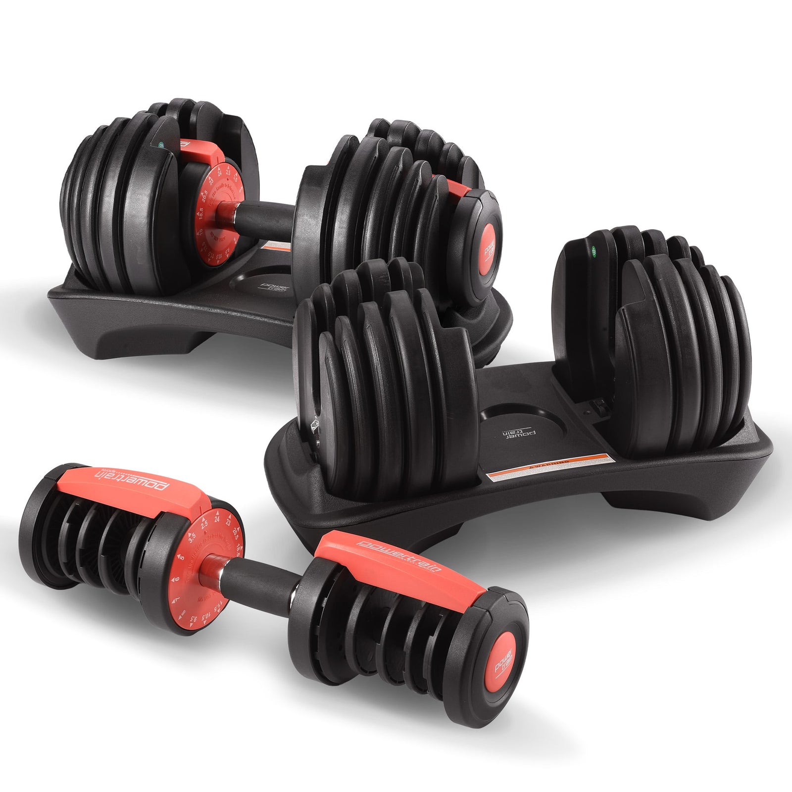 48kg Adjustable Dumbbells 15-in-1 Home Gym Weights – Red