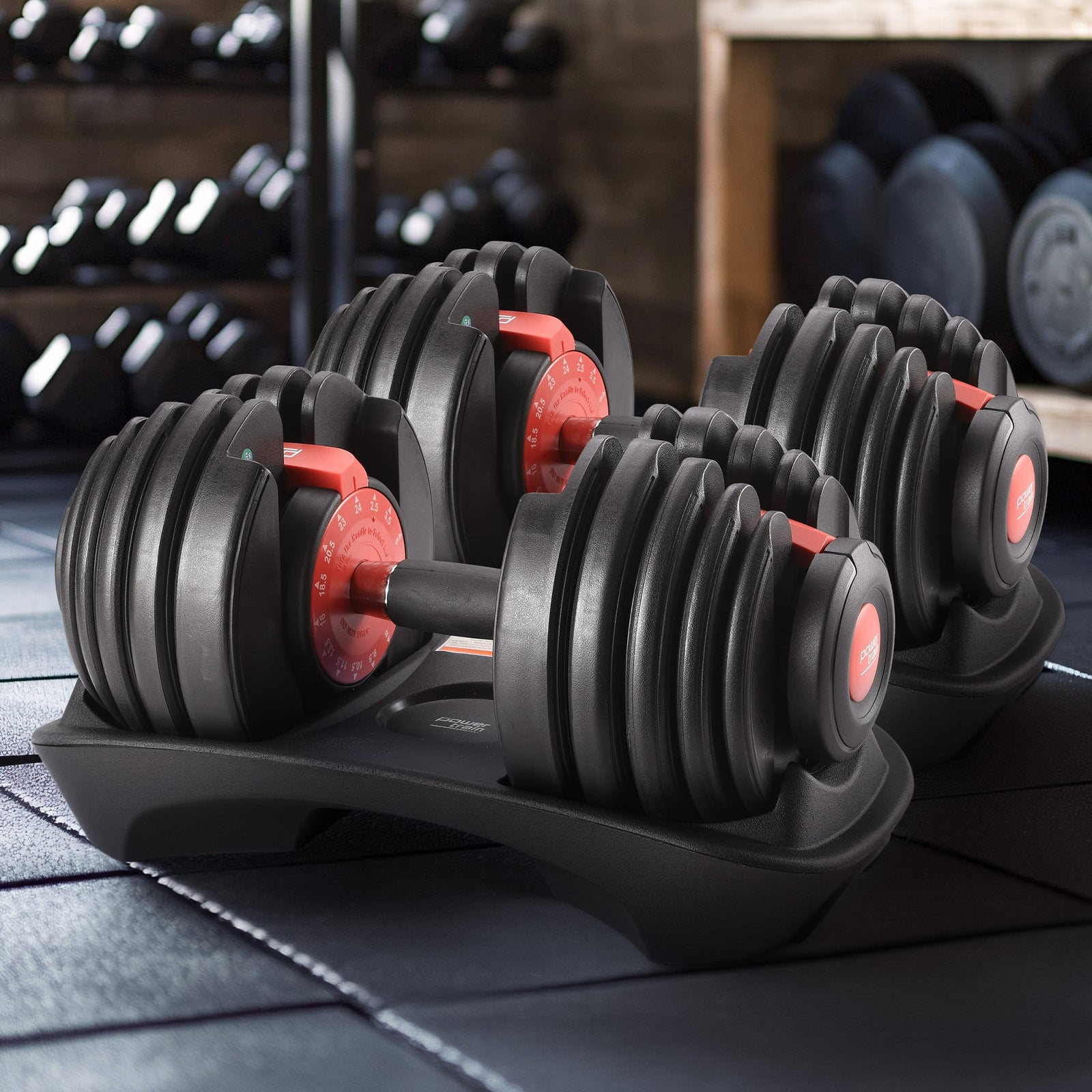 48kg Adjustable Dumbbells 15-in-1 Home Gym Weights – Red