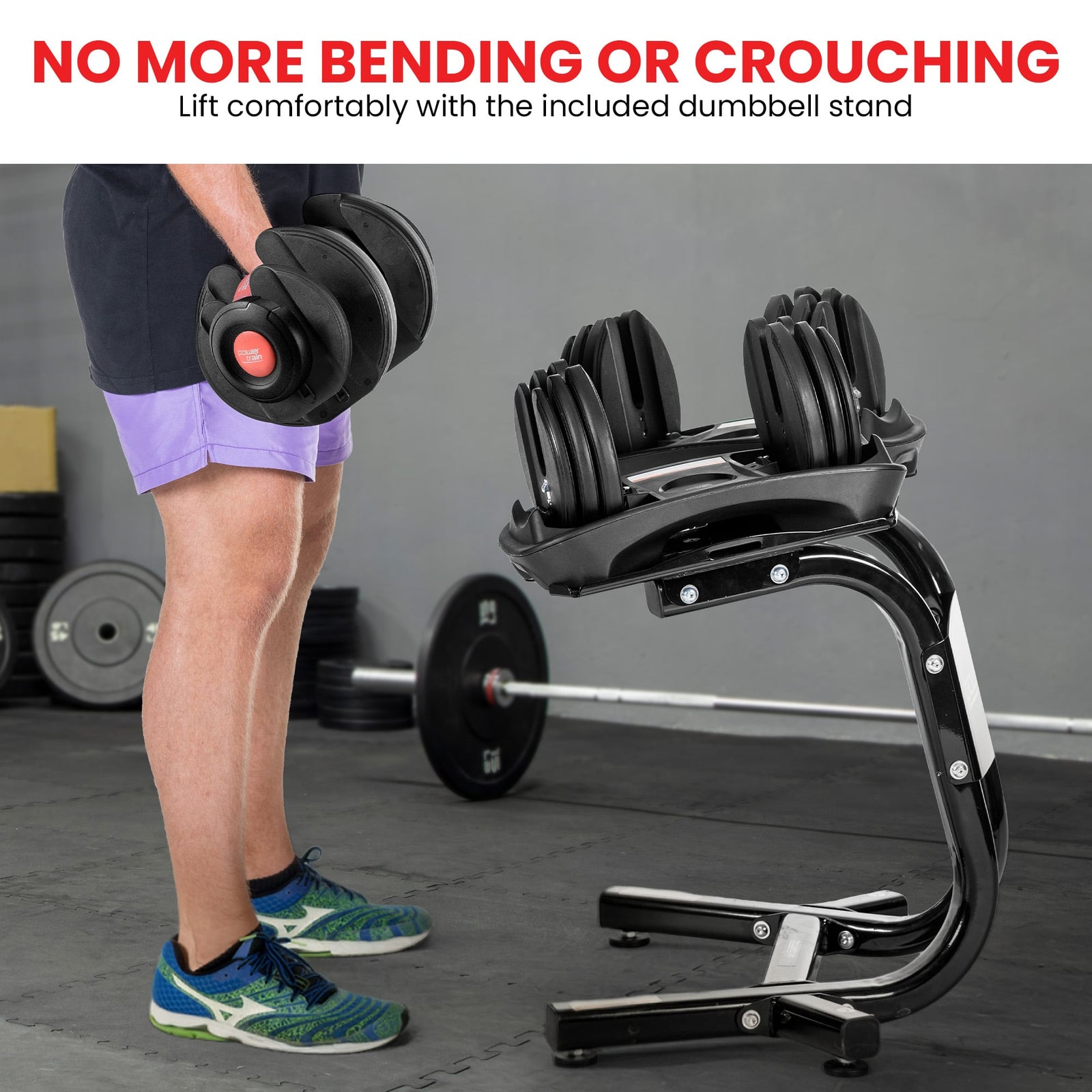 48kg Adjustable Dumbbells with Dumbbell Stand – Red