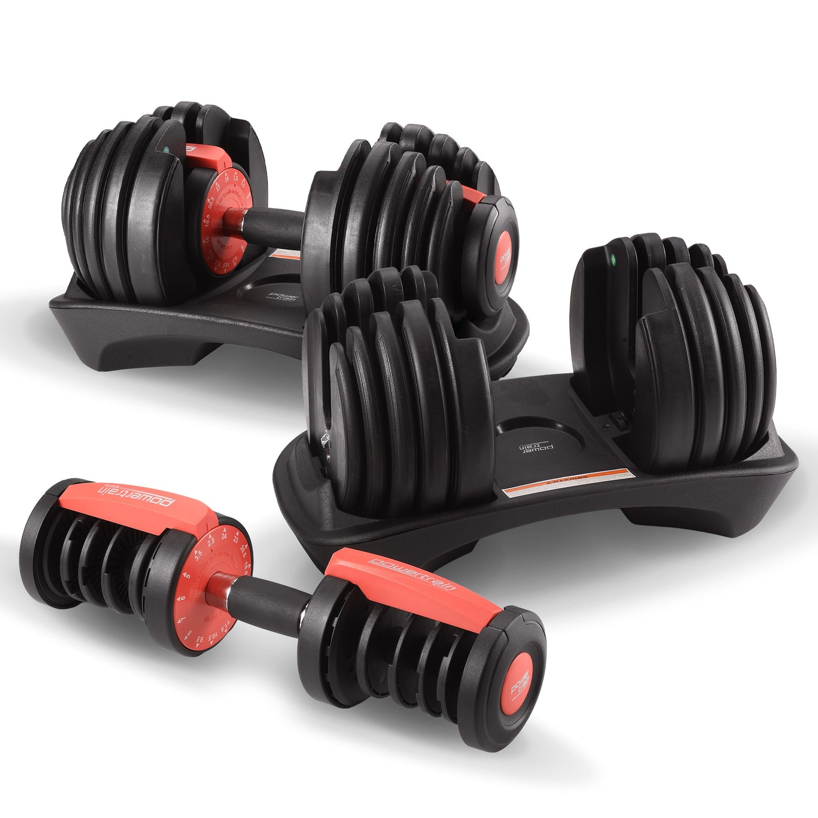 48kg Adjustable Dumbbells with Dumbbell Stand – Red