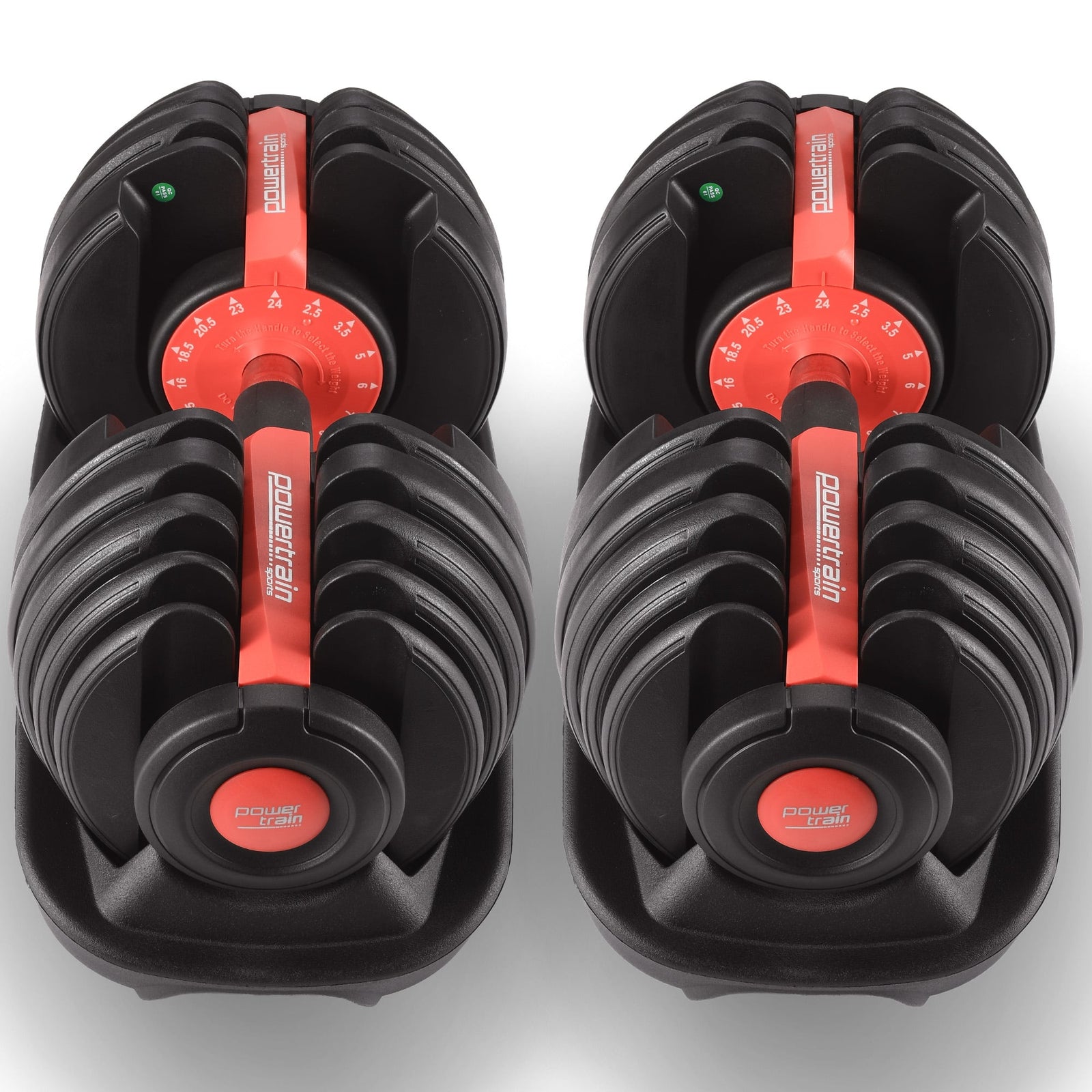 48kg Adjustable Dumbbells with Dumbbell Stand – Red
