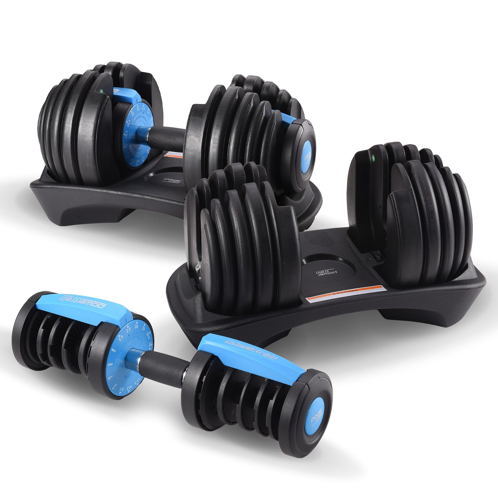 48KG Adjustable Dumbbell Set With Stand Blue
