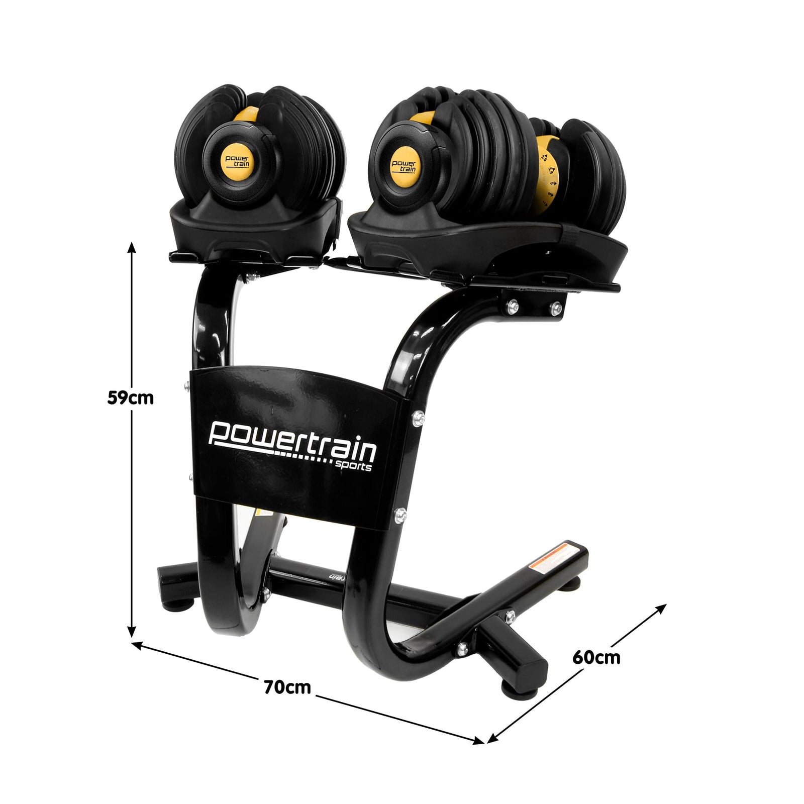 Powertrain  48KG Adjustable Dumbbell Set With Stand - Gold
