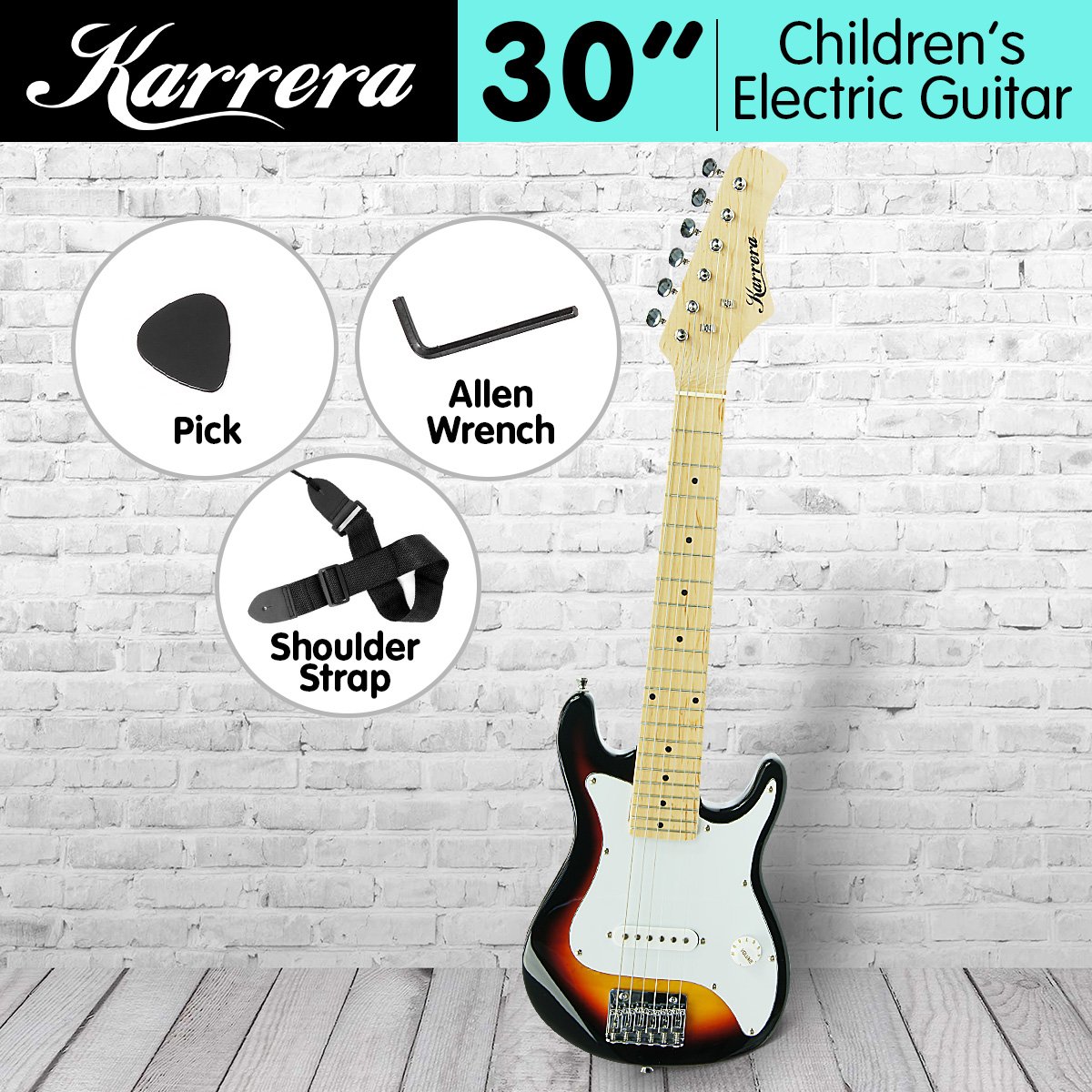 Electric Children's Guitar in Sunburst, 1/2 Size, Ages 5-9, Gloss