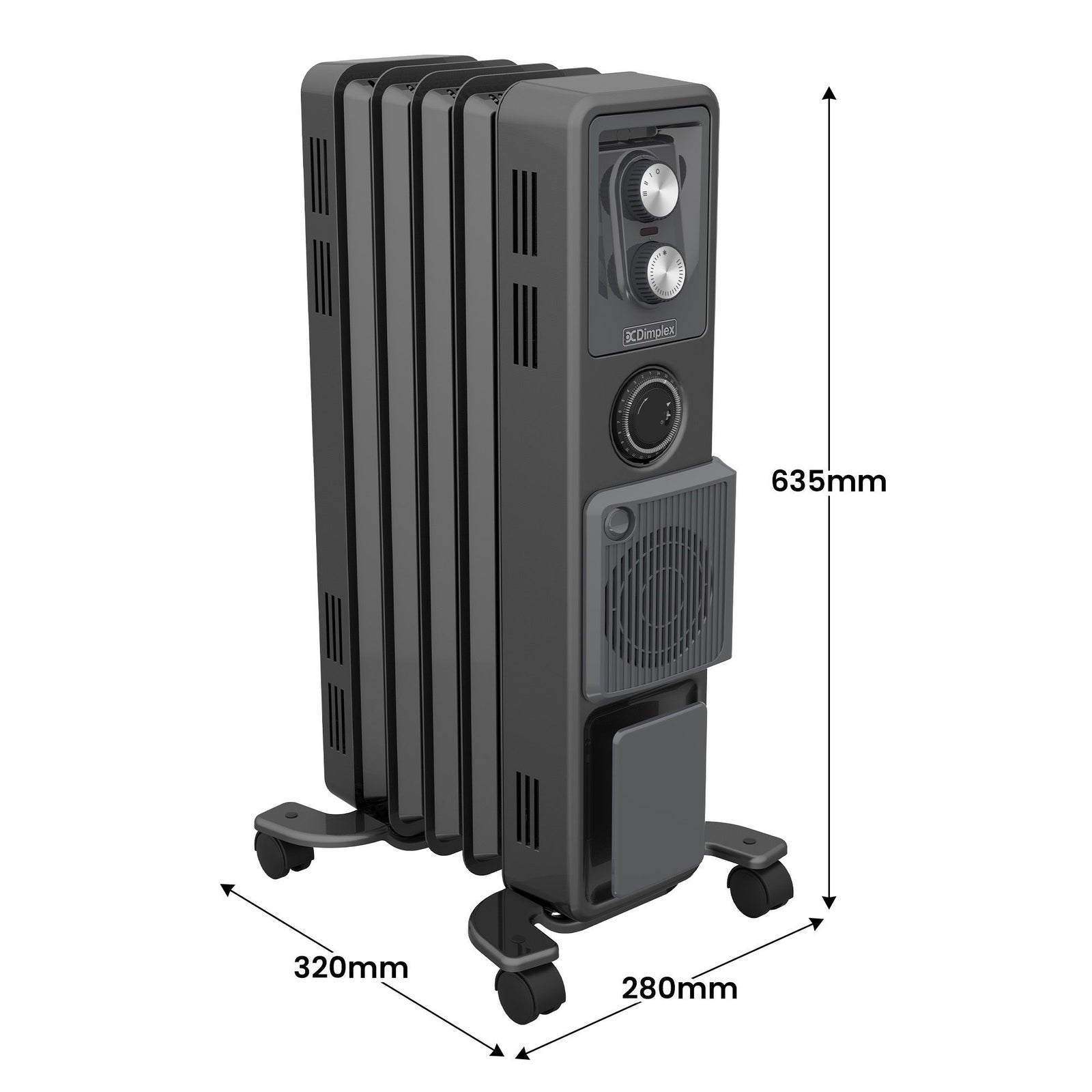 Dimplex Oil Free 1.5kW Column Heater w/ Turbo Fan and Timer in Black