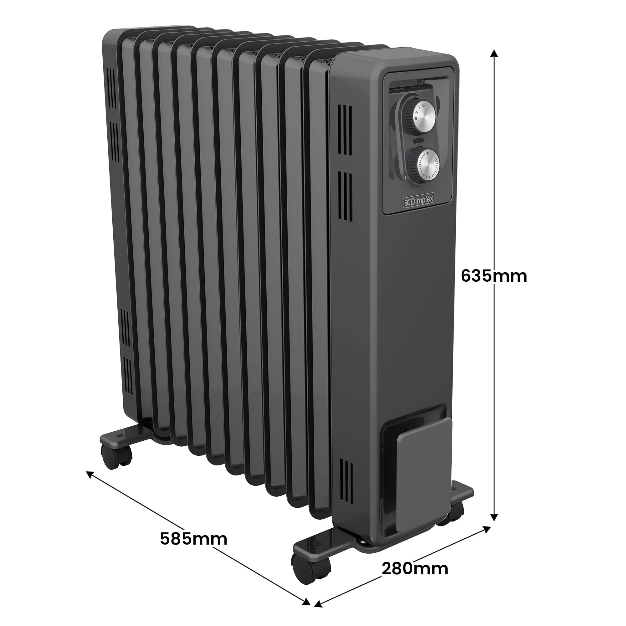 Oil Free 2.4kW Column Heater w/ Thermostat in Black