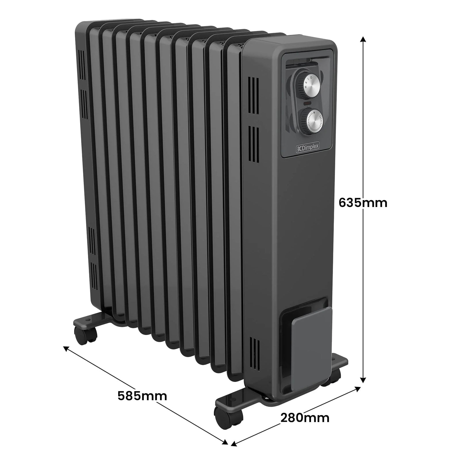 Oil Free 2.4kW Column Heater w/ Thermostat in Black