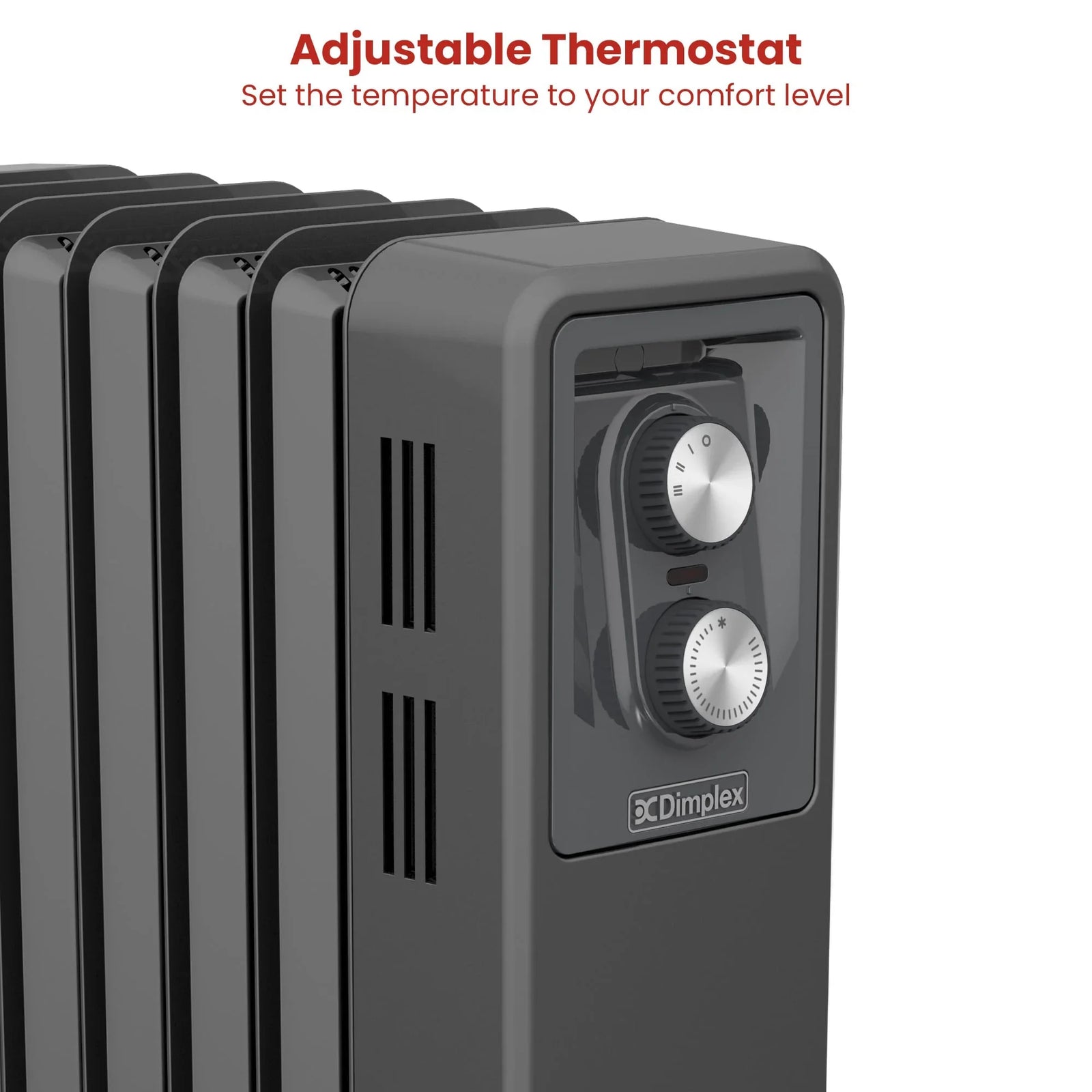 Oil Free 2.4kW Column Heater w/ Thermostat in Black