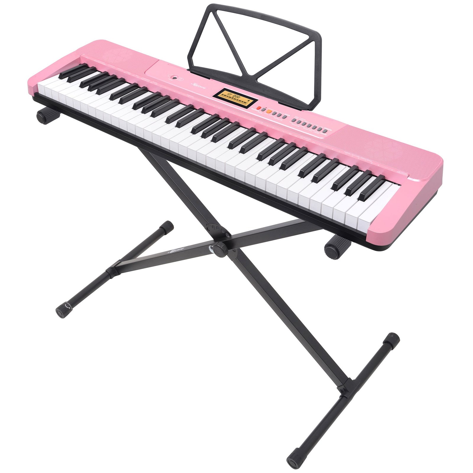 Karrera 61-Key Electronic Keyboard with LCD and Touch Response in Pink CHJ-291