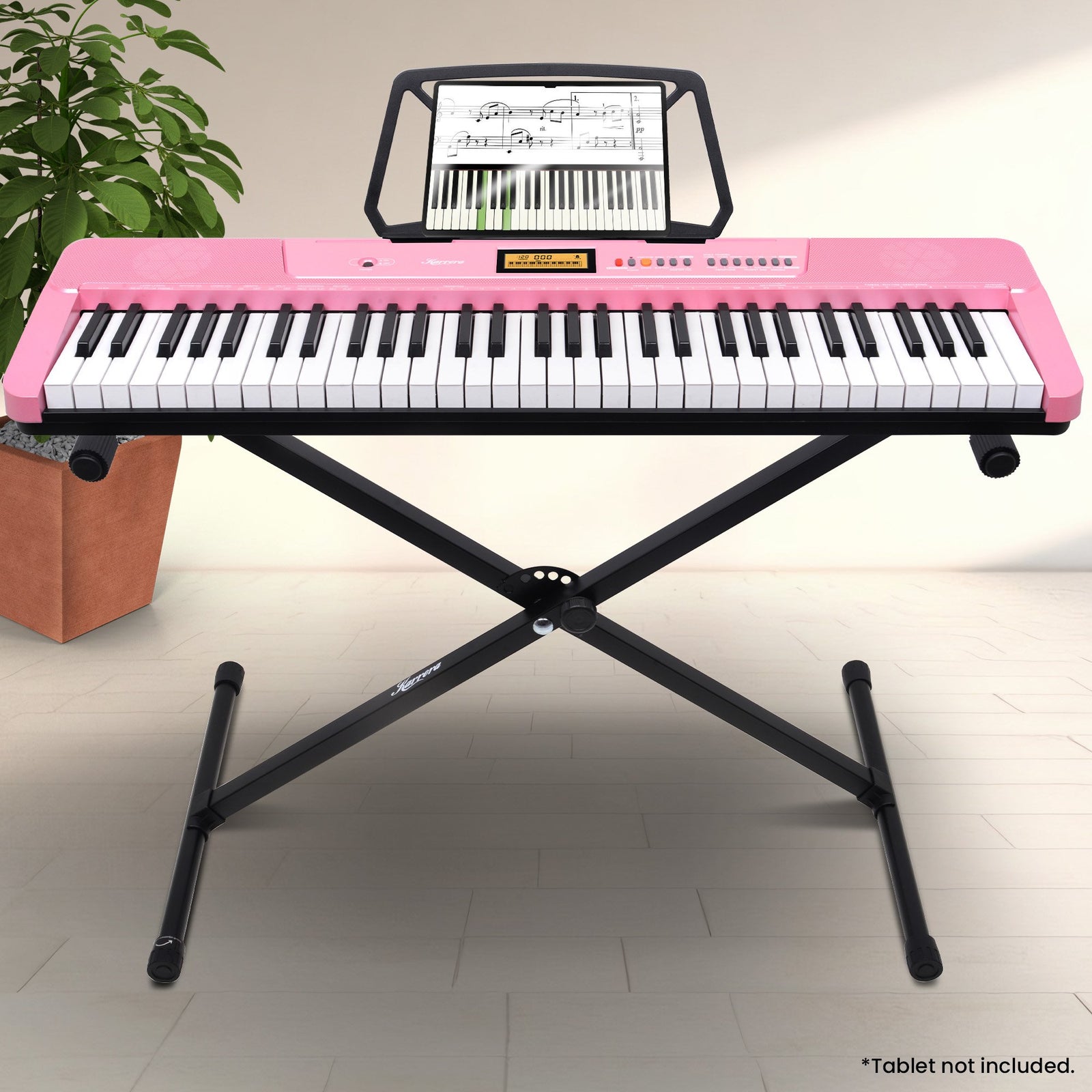 Karrera 61-Key Electronic Keyboard with LCD and Touch Response in Pink CHJ-291