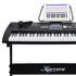 Karrera 61 Keys Electronic Keyboard Piano with Stand - Black