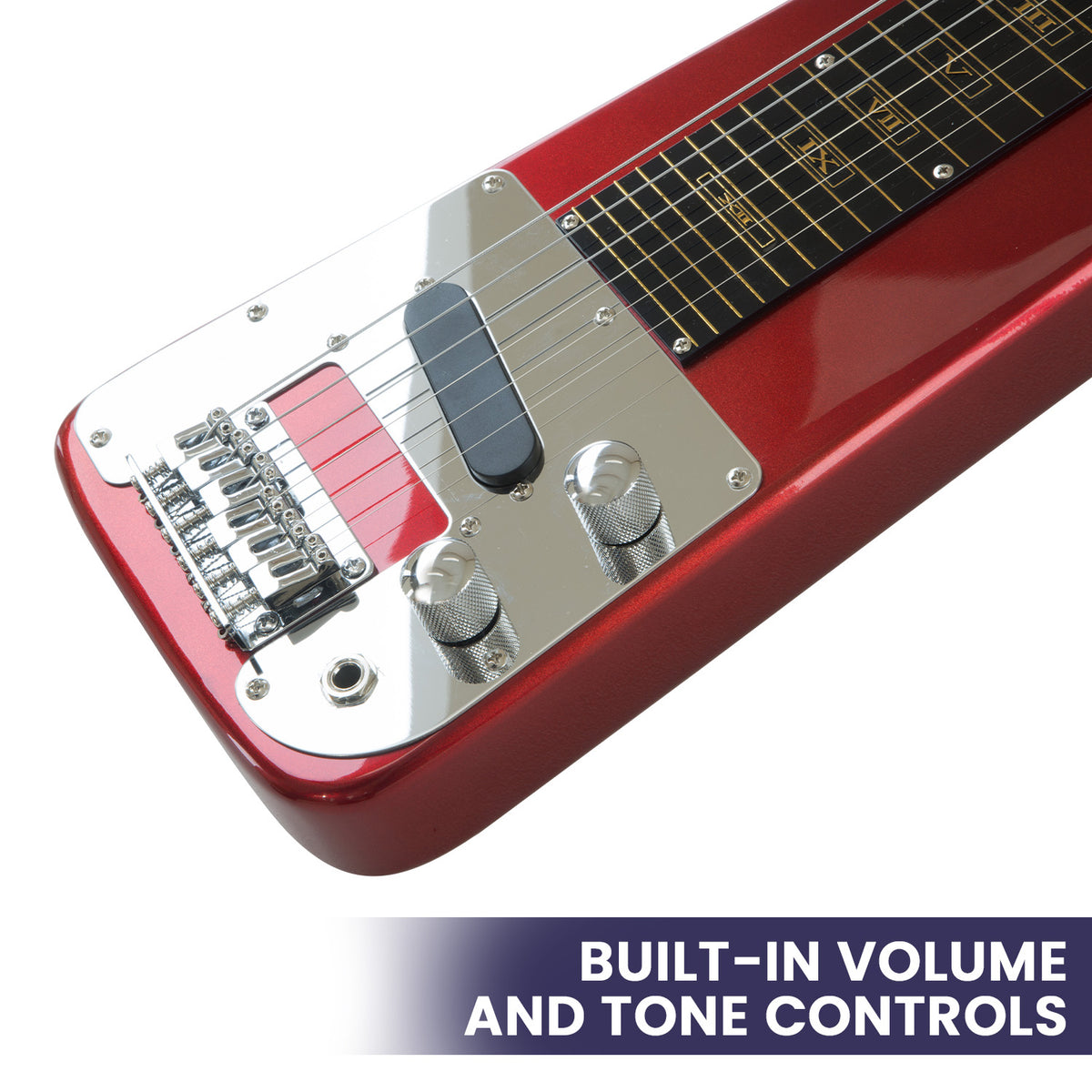 6-String Electric Lap Steel Guitar in Metallic Red, Padded Bag