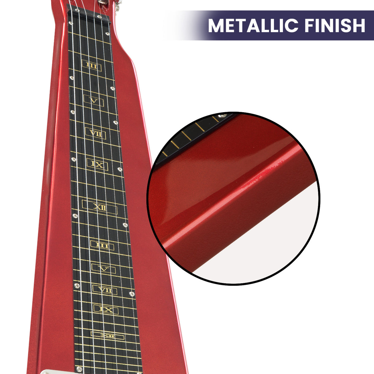 6-String Electric Lap Steel Guitar in Metallic Red, Padded Bag
