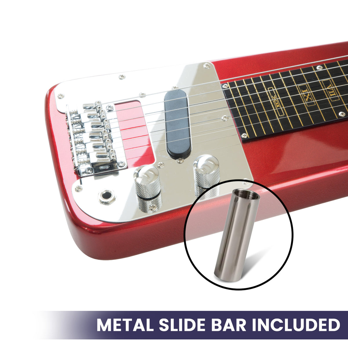 6-String Electric Lap Steel Guitar in Metallic Red, Padded Bag