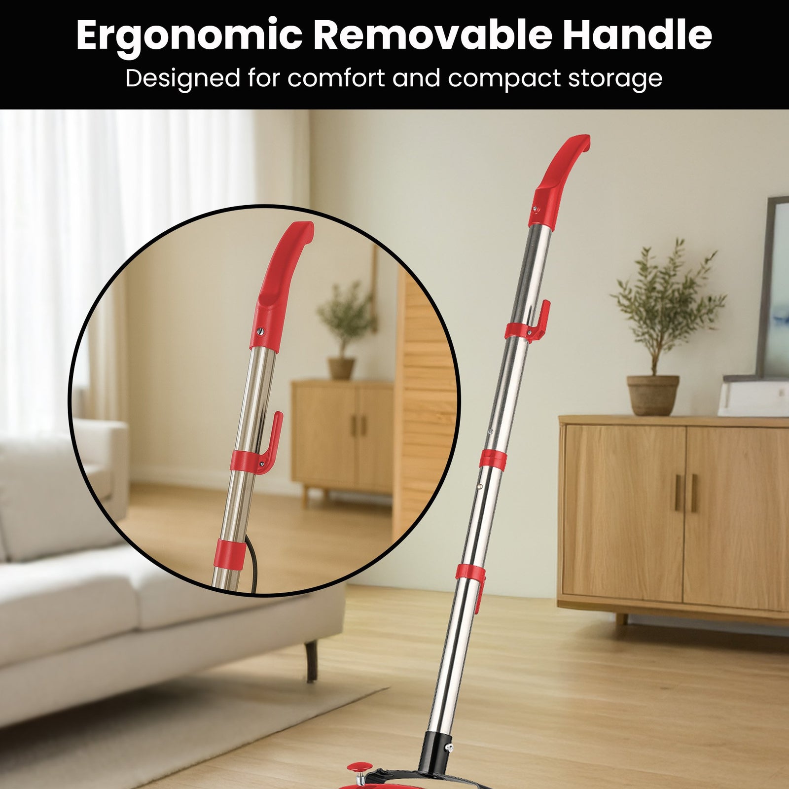 Hauskeeper 5 in 1 Electric 240V Floor Polisher w/ 6M Power Cable Timber Hard Waxer Buffer Cleaner Red