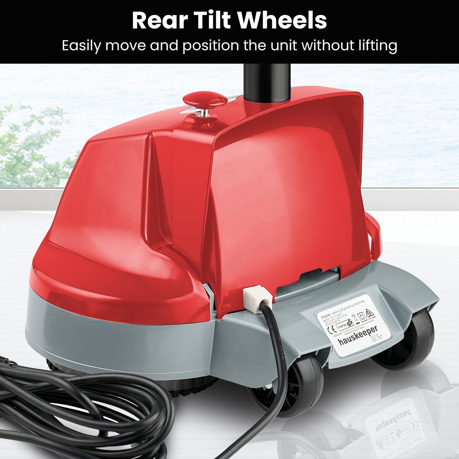Hauskeeper 5 in 1 Electric 240V Floor Polisher w/ 6M Power Cable Timber Hard Waxer Buffer Cleaner Red