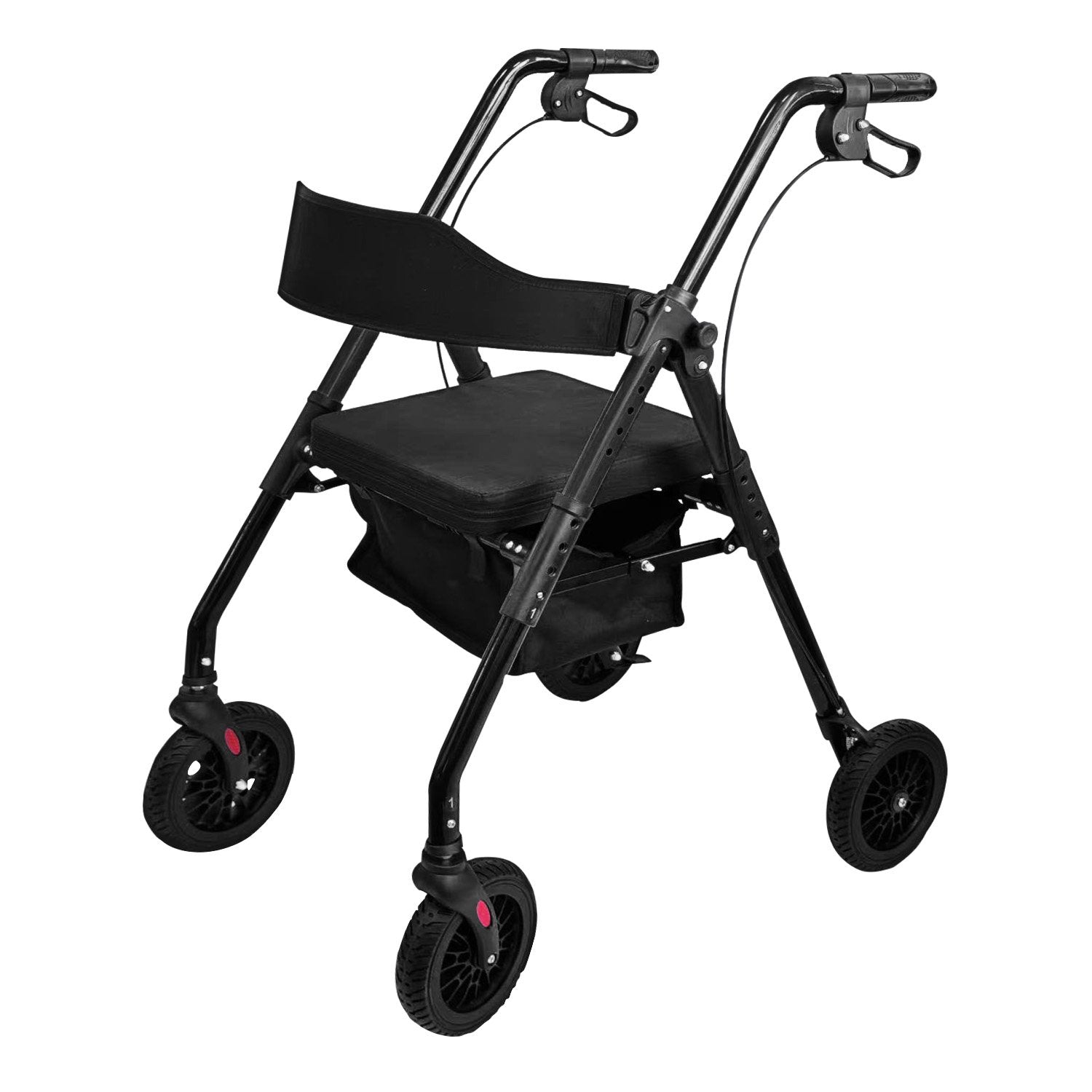 Foldable Mobility Steel Rollator 136kg Max Capacity Black