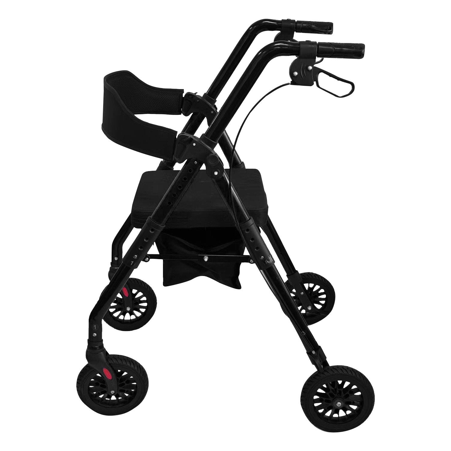 Foldable Mobility Steel Rollator 136kg Max Capacity Black