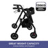 Foldable Mobility Steel Rollator 136kg Max Capacity Black
