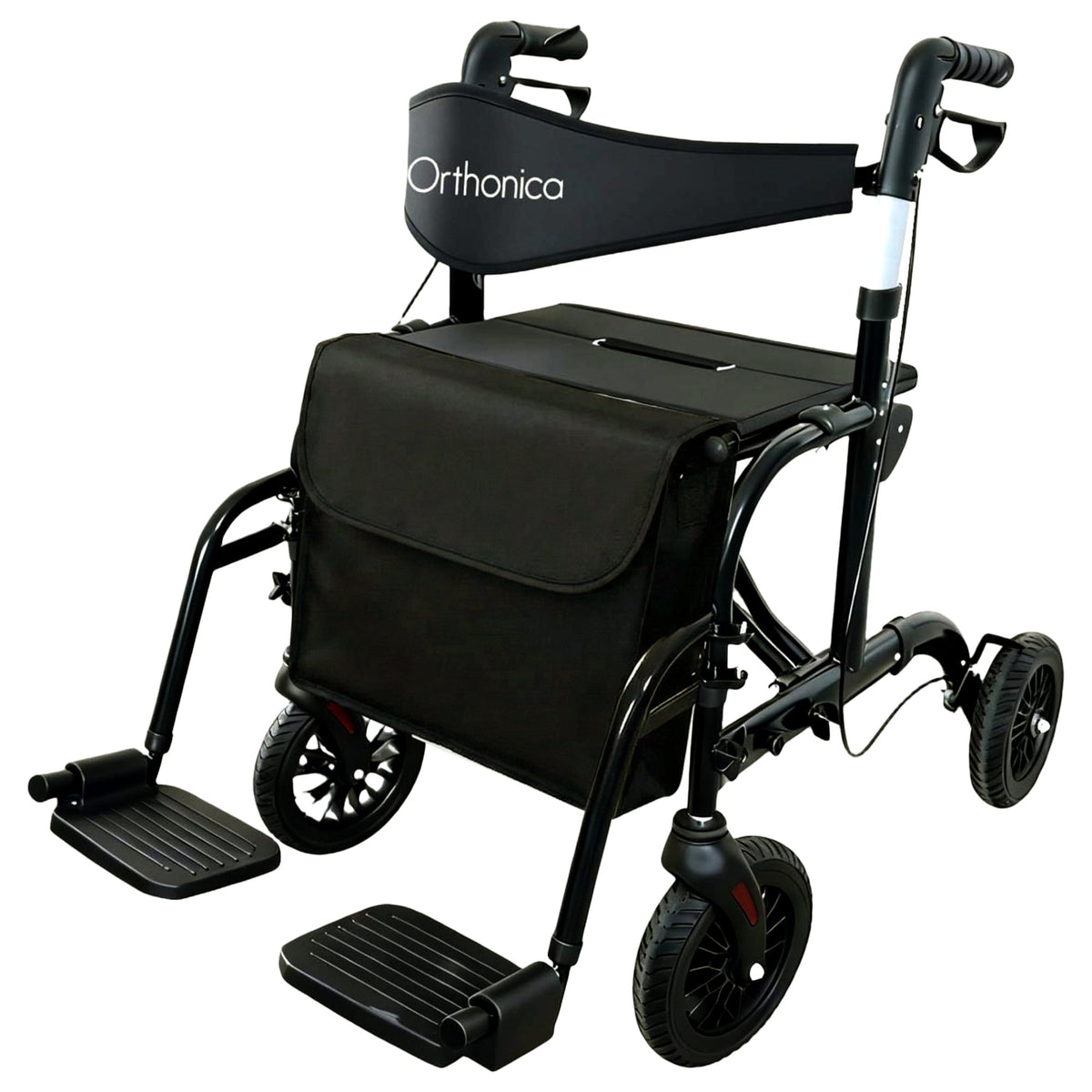 Aluminium 2-in-1 Rollator Wheelchair with Foldable Frame – Black & Silver