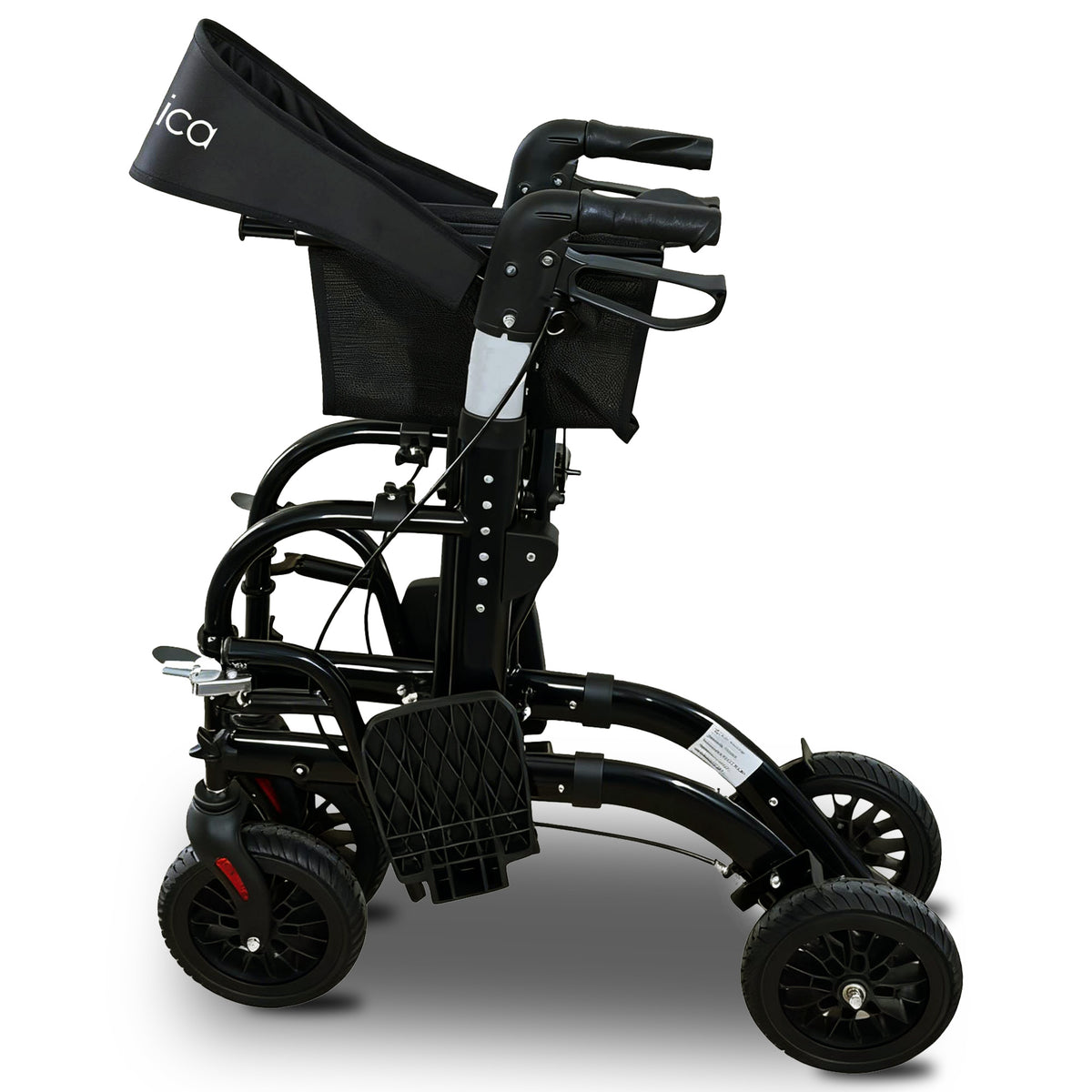 Aluminium 2-in-1 Rollator Wheelchair with Foldable Frame – Black & Silver