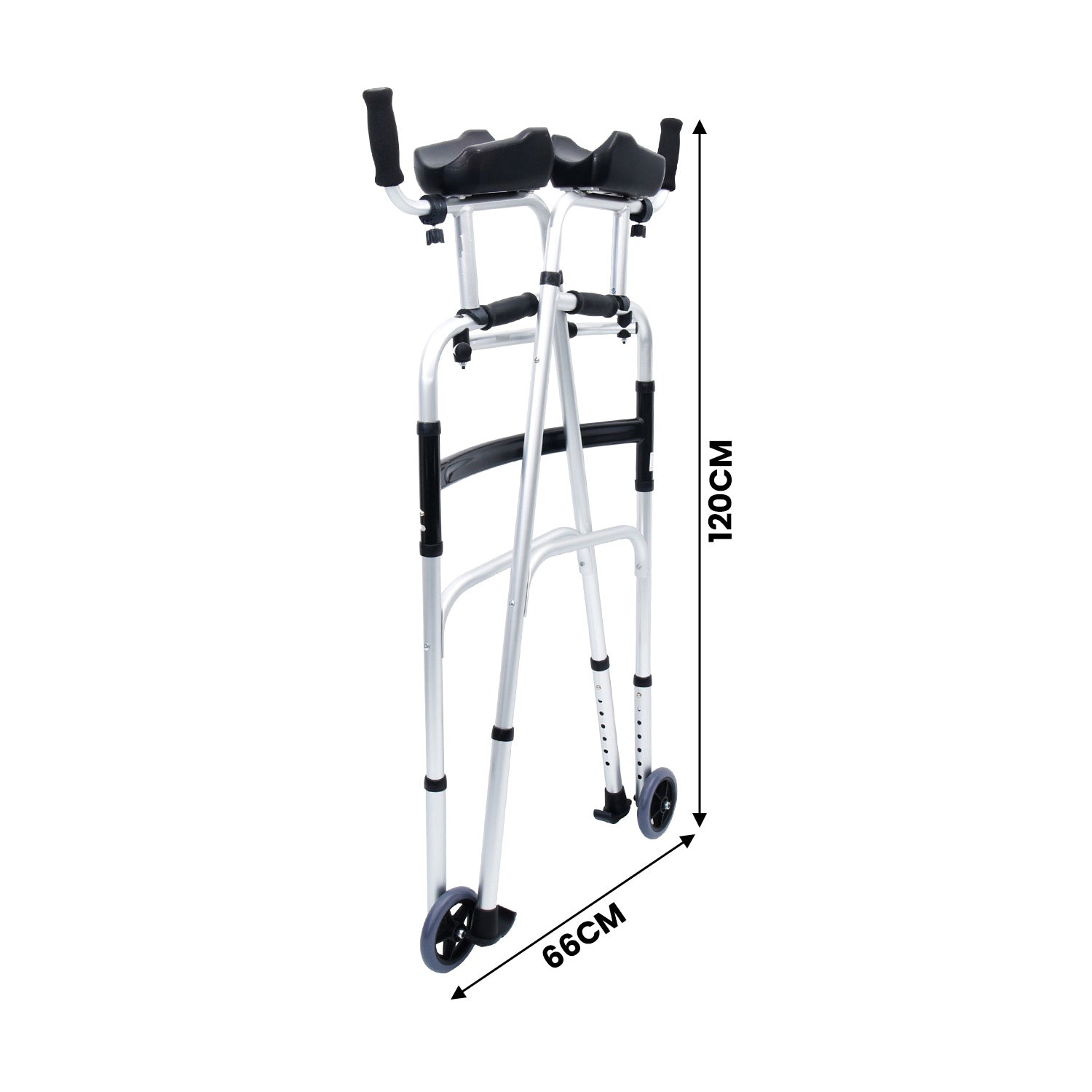 Folding Rollator Walker Aluminium Adjustable Handles With Cane Box