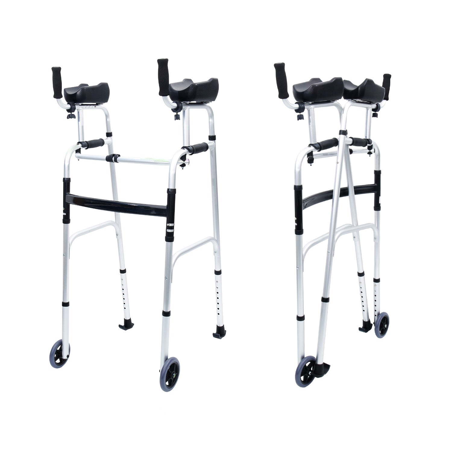 Folding Rollator Walker Aluminium Adjustable Handles With Cane Box