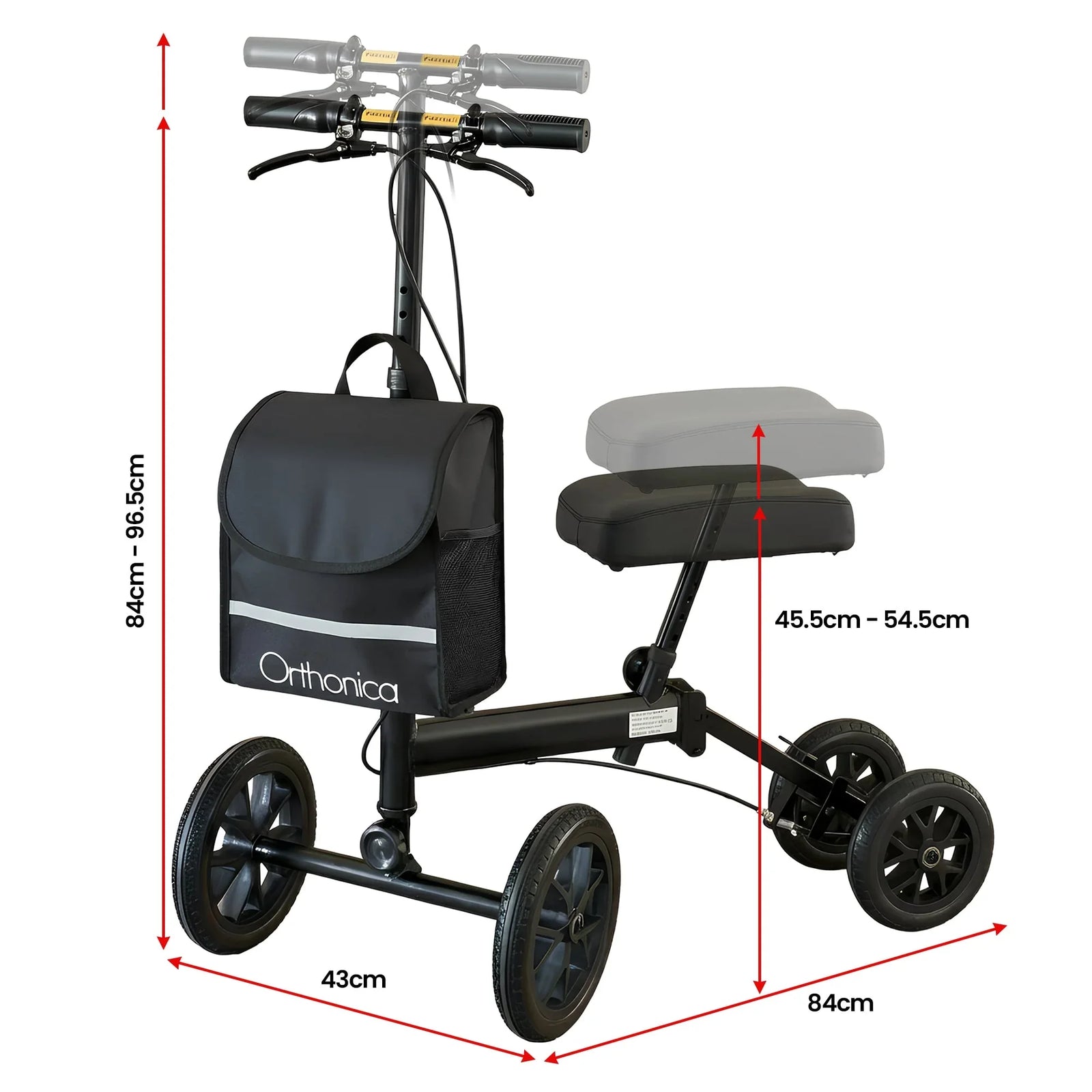 Knee Walker with Adjustable Pad and Dual Brakes