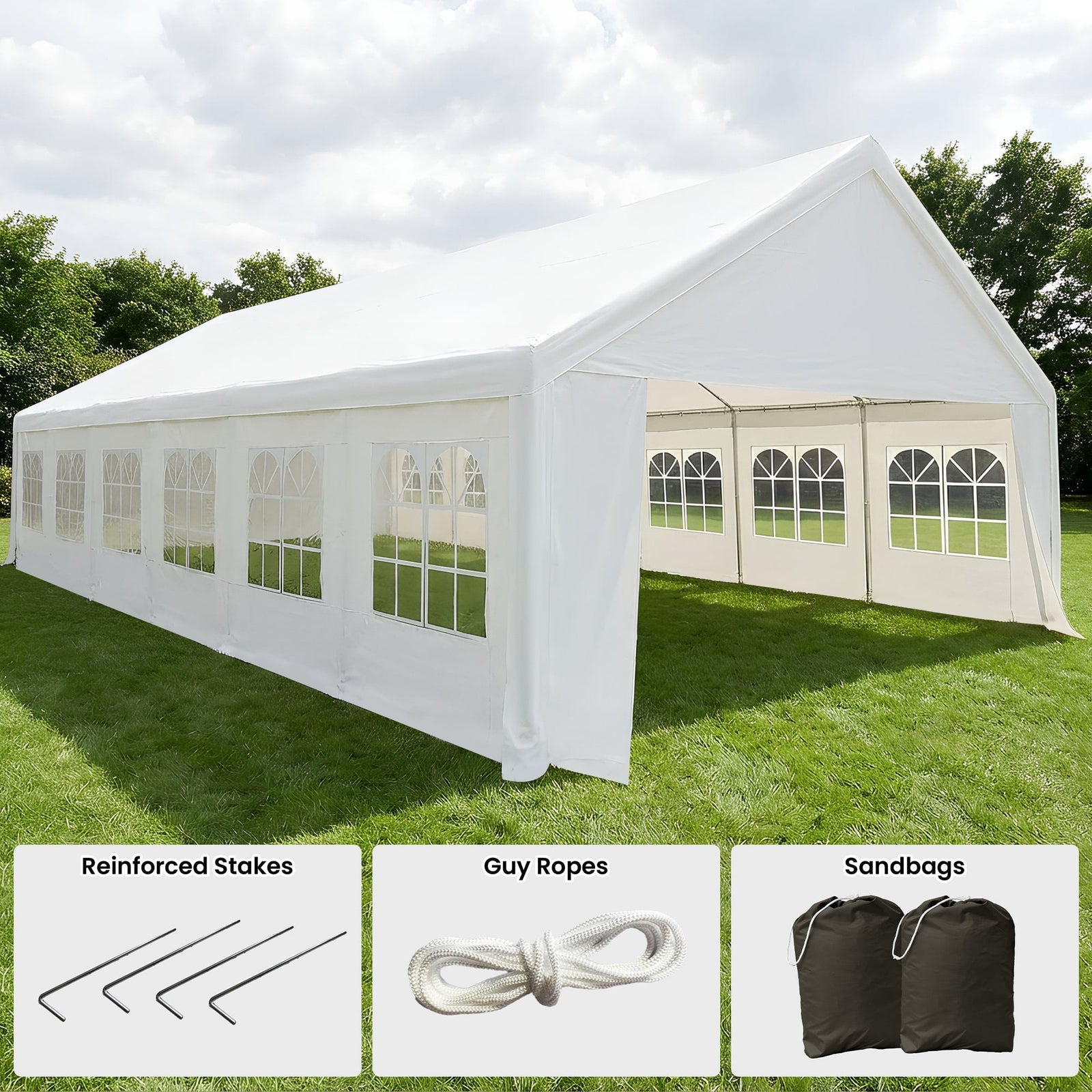 Wallaroo 6x12m Outdoor Event Marquee Gazebo Party Wedding Tent - White